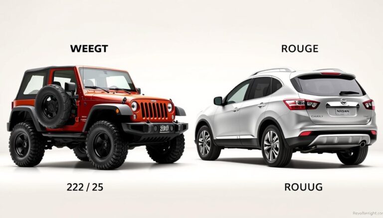 2012 Jeep Wrangler and Nissan Rogue weight comparison