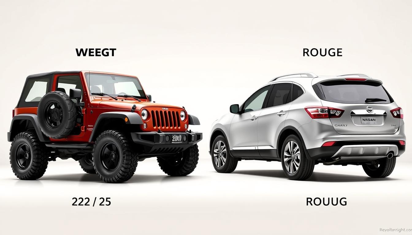 2012 Jeep Wrangler and Nissan Rogue weight comparison